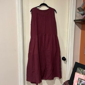 Burgundy Summer sleeveless dress with pockets. Purchased in Indonesia. One size.